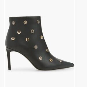 Karl Lagerfeld Black Ankle Boots with Gold Embellishments